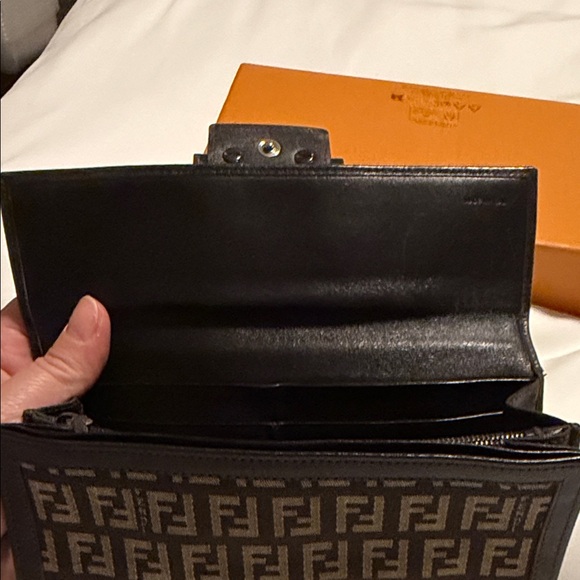 Fendi Brown Zucca FF Logo Continental Wallet with Silver Buckle - Picture 8 of 11